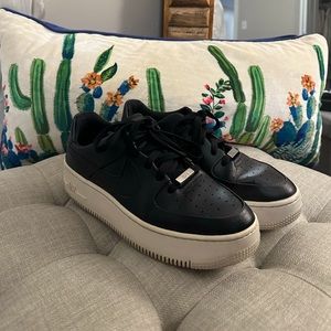 Nike Air Force 1 Sage Low Black Leather, Size US 9